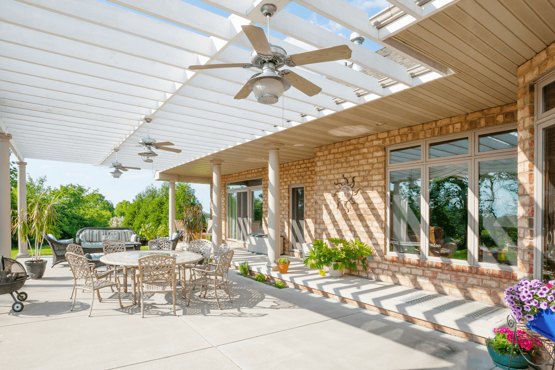 patio windows and door overlook pool deck